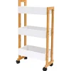 DuneDesign Küchenhelfer|Küchenregale<Bambus Küchen-Nischenregal auf Rollen 38 x 20 x 80 cm