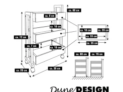 DuneDesign Küchenhelfer|Küchenregale<Bambus Küchen-Nischenregal auf Rollen 38 x 20 x 80 cm