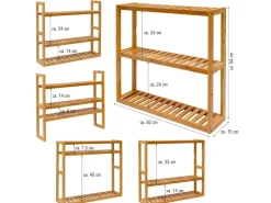 DuneDesign Bambus Regal für das Badezimmer  60 x 54 x 15 cm< Küchenregale