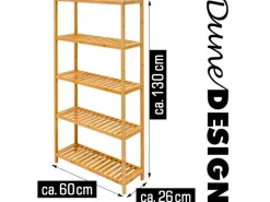 DuneDesign Küchenregale<Bambus Regal für das Badezimmer 130 x 60 x 26 cm
