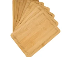 DuneDesign 6er Set Frühstücksbrettchen 22 x 15 cm aus Bambus Rund< Schneidebretter|Küchenhelfer