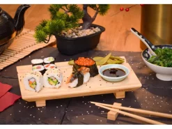 Clearance DuneDesign 4er Set Japanisches Sushi Brett 27 x 16 x 4 cm mit Schälchen
