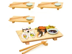 Clearance DuneDesign 4er Set Japanisches Sushi Brett 27 x 16 x 4 cm mit Schälchen