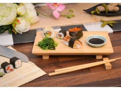Hot DuneDesign 2er Set Japanisches Sushi Brett 27 x 16 x 4 cm mit Schälchen