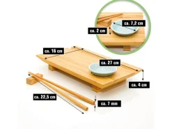 Hot DuneDesign 2er Set Japanisches Sushi Brett 27 x 16 x 4 cm mit Schälchen