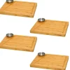 DuneDesign 4er Set Schneidebrett aus Bambus 30 x 25 cm mit Dipschale< Küchenhelfer