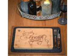 Outlet DuneDesign 4er Set Steakteller aus Bambus 33 x 23 x 2cm Motiv Comic-Kuh