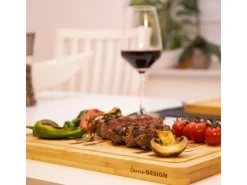 Sale DuneDesign 4er Set Steakteller aus Bambus 33 x 23 x 2cm Motiv Kuh