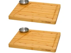 DuneDesign Raclette Teller Set mit Dipschale für 2 Personen 30 x 25 cm< Küchenhelfer|Schneidebretter