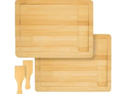 DuneDesign Schneidebretter<Raclettebrett mit Spachtel für 2 Personen 30 x 22 cm aus Bambus