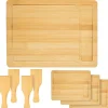 DuneDesign Raclettebrett mit Spachtel für 4 Personen 30 x 22 cm aus Bambus< Küchenhelfer|Schneidebretter