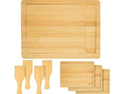 DuneDesign Raclettebrett mit Spachtel für 4 Personen 30 x 22 cm aus Bambus< Küchenhelfer|Schneidebretter