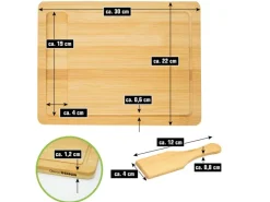 DuneDesign Küchenhelfer<Raclettebrett mit Spachtel für 6 Personen 30 x 22 cm aus Bambus