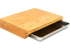 DuneDesign Schneidebrett 49 x 37 x 8 cm mit Edelstahl Auffangschale< Schneidebretter|Küchenhelfer