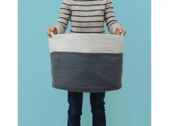DuneDesign XXL Aufbewahrungskorb aus Baumwolle 60 Liter Ø 50 x 35 cm< Töpfe