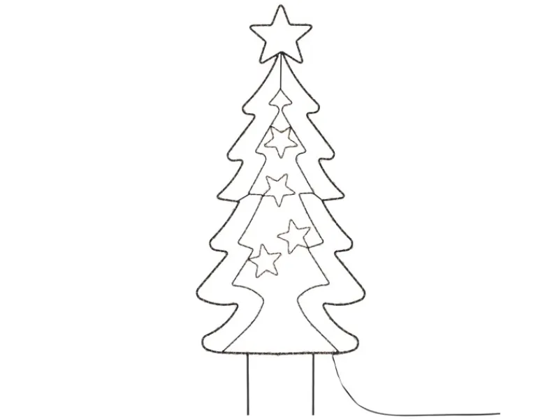 ECD Germany Töpfe<LED Gartenstecker Weihnachtsbaum 87cm 90 LEDs Warmweiß 6 Std Timer