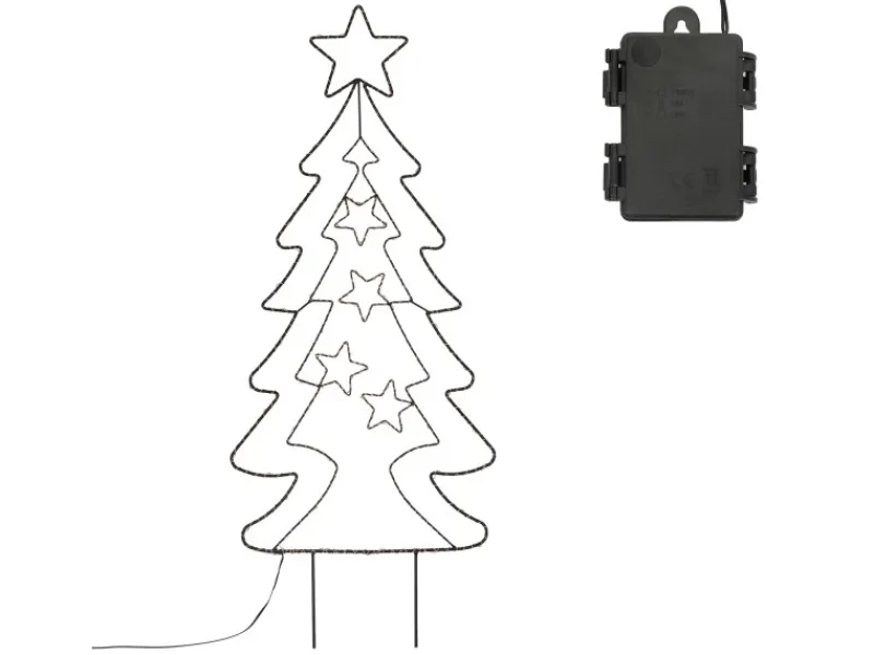 ECD Germany Töpfe<LED Gartenstecker Weihnachtsbaum 87cm 90 LEDs Warmweiß 6 Std Timer