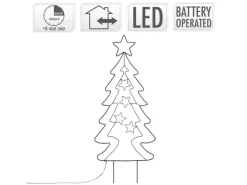 ECD Germany Töpfe<LED Gartenstecker Weihnachtsbaum 87cm 90 LEDs Warmweiß 6 Std Timer
