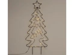 ECD Germany Töpfe<LED Gartenstecker Weihnachtsbaum 87cm 90 LEDs Warmweiß 6 Std Timer