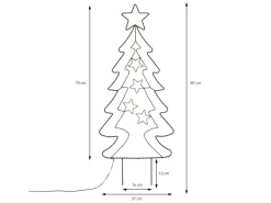 ECD Germany Töpfe<LED Gartenstecker Weihnachtsbaum 87cm 90 LEDs Warmweiß 6 Std Timer