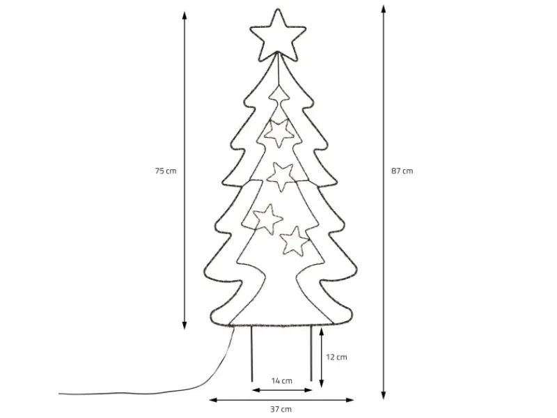 ECD Germany Töpfe<LED Gartenstecker Weihnachtsbaum 87cm 90 LEDs Warmweiß 6 Std Timer