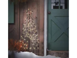 ECD Germany Töpfe<LED Gartenstecker Weihnachtsbaum 87cm 90 LEDs Warmweiß 6 Std Timer