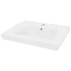 ECD Germany Einhebelmischer<Waschbecken Waschtisch 605 x 465 x 160 mm Keramik Weiß Einbaubecken
