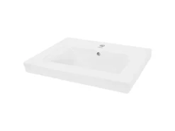 ECD Germany Einhebelmischer<Waschbecken Waschtisch 605 x 465 x 160 mm Keramik Weiß Einbaubecken