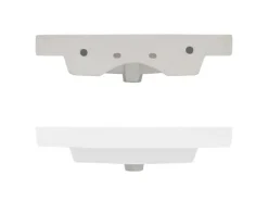 ECD Germany Einhebelmischer<Waschbecken Waschtisch 605 x 465 x 160 mm Keramik Weiß Einbaubecken