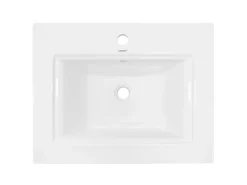 ECD Germany Einhebelmischer<Waschbecken Waschtisch 605 x 465 x 160 mm Keramik Weiß Einbaubecken