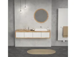 ECD Germany Einhebelmischer<Waschbecken Waschtisch 605 x 465 x 160 mm Keramik Weiß Einbaubecken