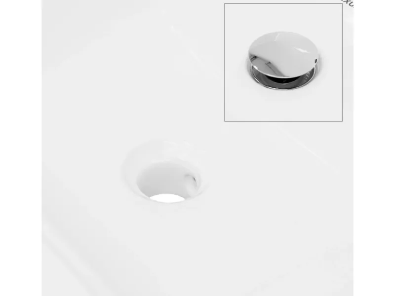 ECD Germany Einhebelmischer<Waschbecken Waschtisch 605 x 465 x 160 mm Keramik Weiß Einbaubecken