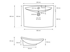 ECD Germany Einhebelmischer<Waschbecken 605x460x165 mm Keramik inkl Ablaufgarnitur mit Überlauf