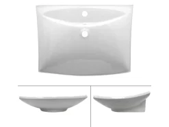 ECD Germany Einhebelmischer<Waschbecken 605x460x165 mm Keramik inkl Ablaufgarnitur mit Überlauf