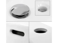 ECD Germany Einhebelmischer<Waschbecken 605x365x130 mm Keramik Eckig Weiß inkl Ablaufgarnitur