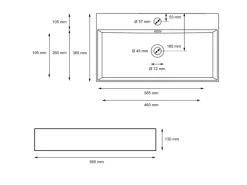 ECD Germany Einhebelmischer<Waschbecken 605x365x130 mm Keramik Eckig Weiß inkl Ablaufgarnitur