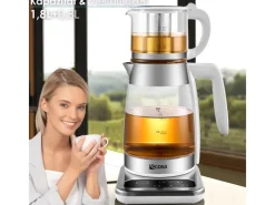 Ecosa Haushaltsgeräte<EO-695 Teekocher mit Temperatureinstellung BPA-Frei 1,8L  2200 Watt Weiß