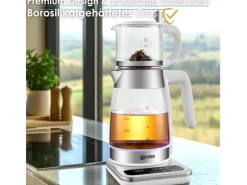 Ecosa Haushaltsgeräte<EO-695 Teekocher mit Temperatureinstellung BPA-Frei 1,8L  2200 Watt Weiß