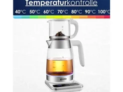 Ecosa Haushaltsgeräte<EO-695 Teekocher mit Temperatureinstellung BPA-Frei 1,8L  2200 Watt Weiß
