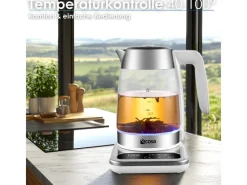 Ecosa Haushaltsgeräte<EO-695 Teekocher mit Temperatureinstellung BPA-Frei 1,8L  2200 Watt Weiß