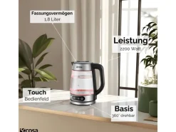 New Ecosa EO-696 Wasserkocher mit Temperatureinstellung 1,8 L