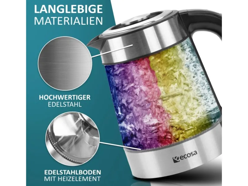 Ecosa Haushaltsgeräte<EO-600 Wasserkocher mit Temperatureinstellung