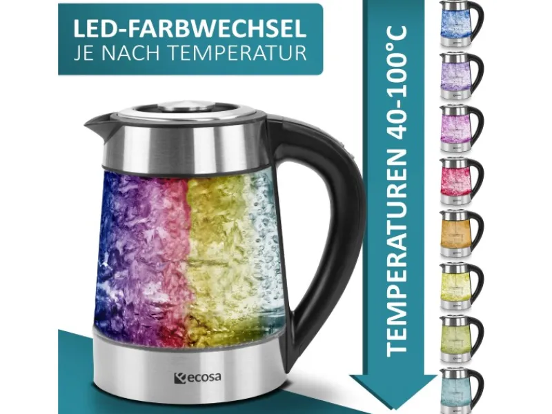 Ecosa Haushaltsgeräte<EO-600 Wasserkocher mit Temperatureinstellung