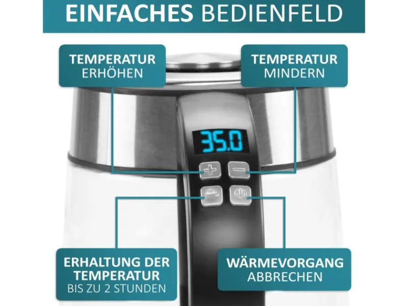 Ecosa Haushaltsgeräte<EO-600 Wasserkocher mit Temperatureinstellung