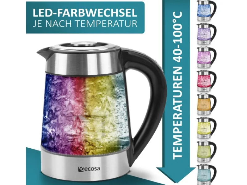 Sale Ecosa EO-650 Wasserkocher mit Temperatureinstellung und Teefilter 1,7 L