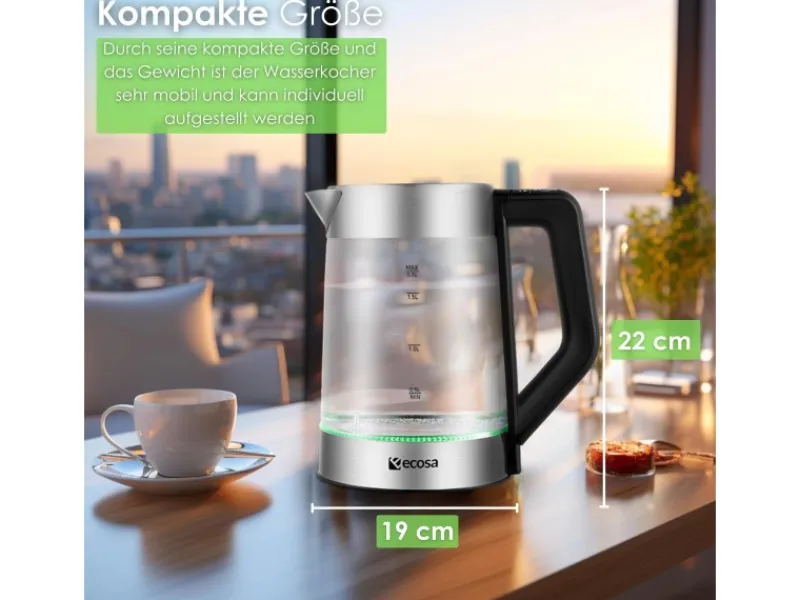 Clearance Ecosa EO-660 Wasserkocher mit Temperatureinstellung Easy Fill Deckel 1,7 L