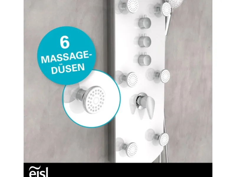 Eisl Duschpaneel Karibik 3 in 1 mit Regendusche Sechs Massagedüsen Weiß< Einhebelmischer