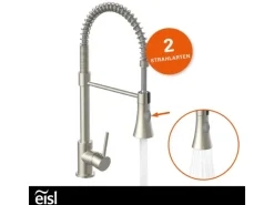 Discount Eisl Spültischarmatur Leon mit herausziehbarer Geschirrbrause optik Edelstahl