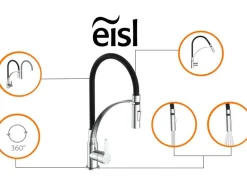 Eisl Spültischarmatur mit Soft-Touch Schlauch Carneo Chrom-Schwarz< Einhebelmischer
