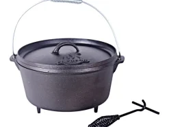 EL Fuego Töpfe<Dutch Oven 11,28 l Schwarz inkl. Deckelheber und Transportbügel